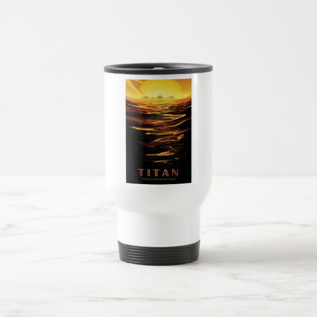 Titan largest moon of Planet Saturn Travel Mug (Center)