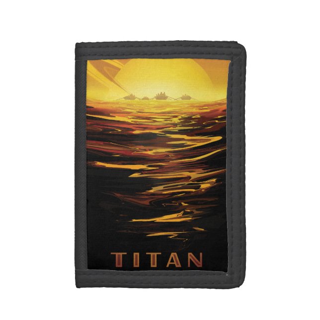 Titan largest moon of Planet Saturn Trifold Wallet (Front Vertical)