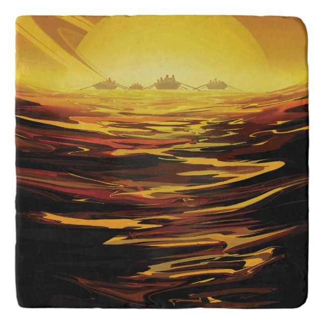 Titan largest moon of Planet Saturn Trivet (Front)