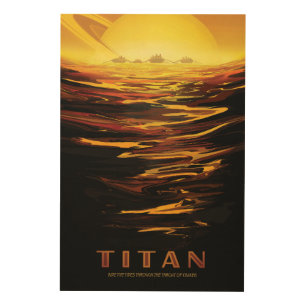 Titan largest moon of Planet Saturn Wood Wall Art