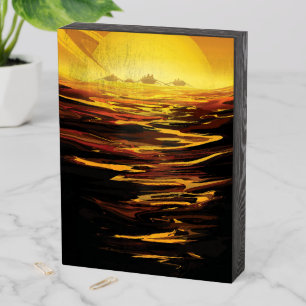Titan largest moon of Planet Saturn Wooden Box Sign