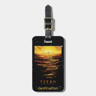 Titan Moon of Saturn space destination advert Luggage Tag