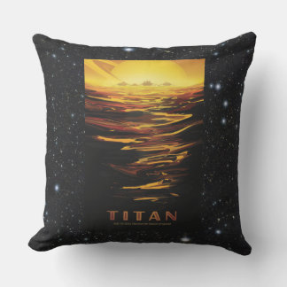 Titan Moon of Saturn space destination advert Outdoor Pillow
