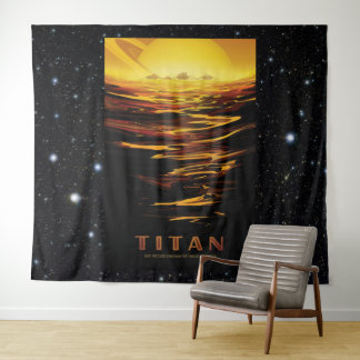Titan Moon of Saturn space destination advert Tapestry