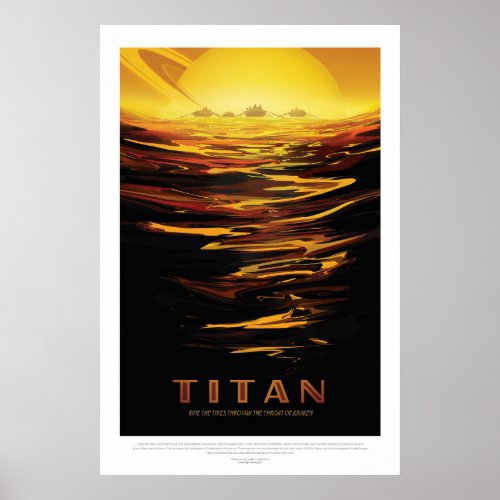 Titan Moon of Saturn vacation advert space tourism Poster