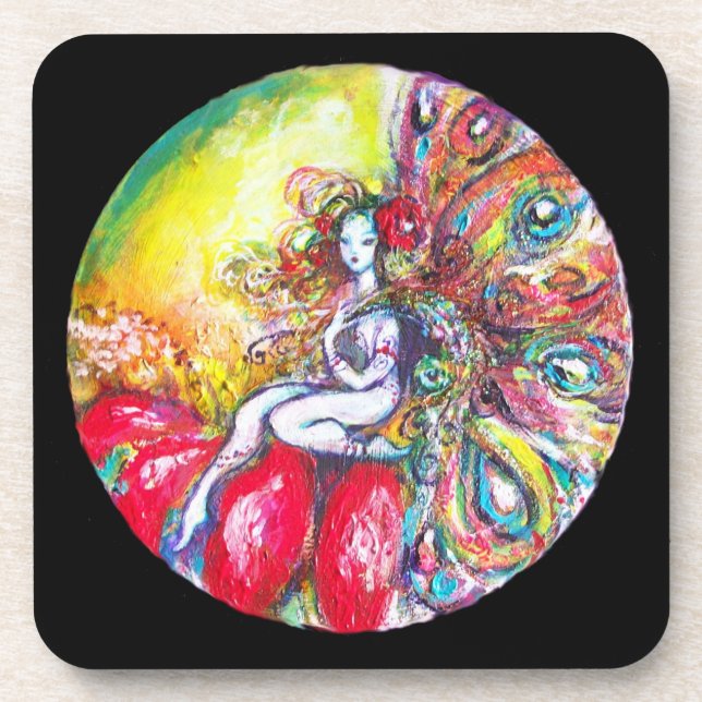 TITANIA ON THE RED FLOWER DRINK COASTER (Front)