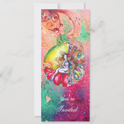 TITANIA pink yellow blue green red sparkles Invitation