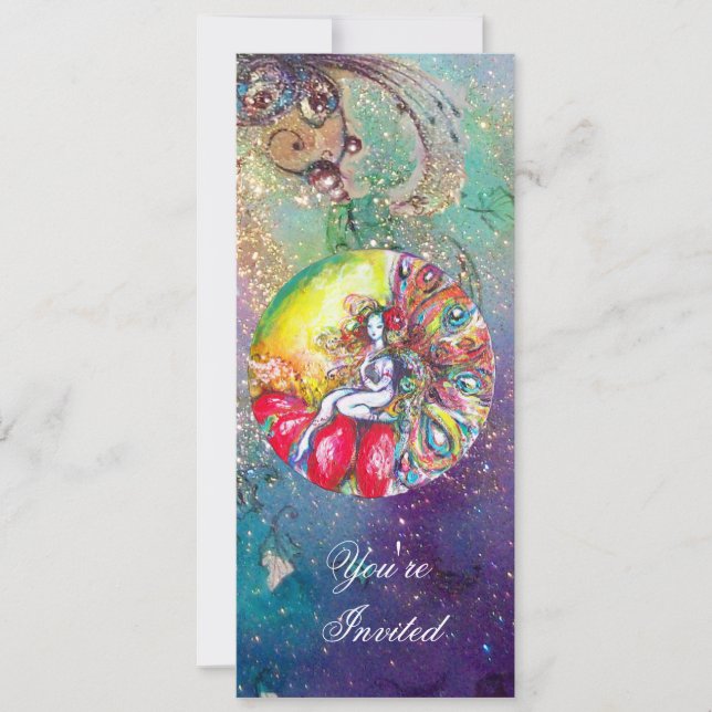 TITANIA ,pink yellow blue red sparkles Invitation (Front)