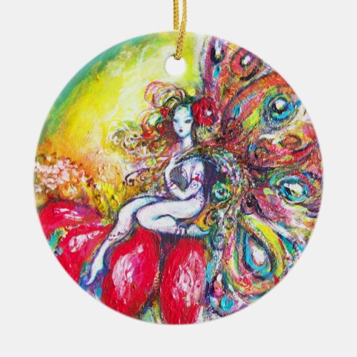 TITANIA RED VIBRANT RUBY CERAMIC ORNAMENT