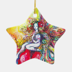 TITANIA RED VIBRANT RUBY STAR CERAMIC ORNAMENT