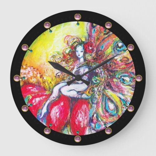 TITANIA SITTING ON A RED FLOWER Fantasy Large Clock