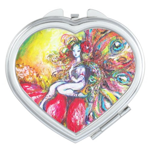 TITANIA SITTING ON A RED FLOWER Heart Makeup Mirror