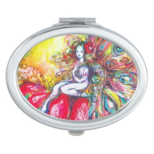 TITANIA SITTING ON A RED FLOWER Heart Vanity Mirror