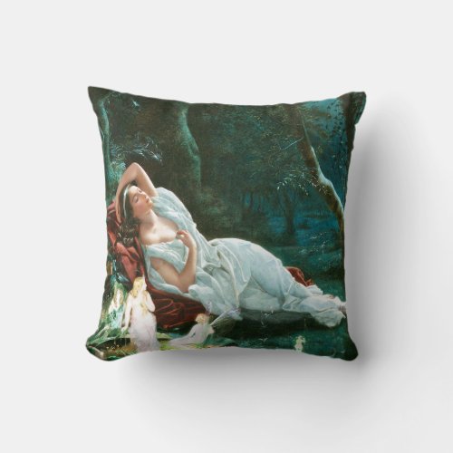 Titania Sleeping in the Moonlight _ Simmons Art Throw Pillow