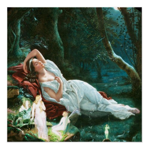 Titania Sleeping in the Moonlight Simmons Fae Art Poster