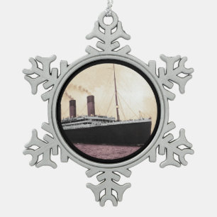 Titanic at Sea Snowflake Pewter Christmas Ornament