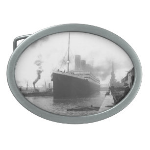 Titanic at the docks of Southampton Oval Belt Buckle