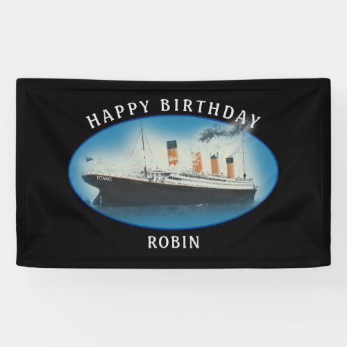 Titanic Birthday Black RMS White Star Line Ship Banner