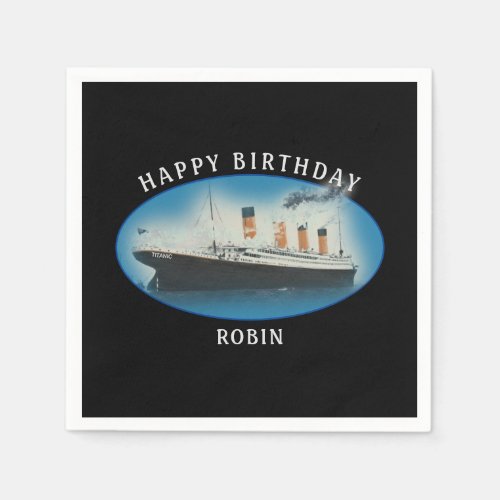 Titanic Birthday Black RMS White Star Line Ship Napkins