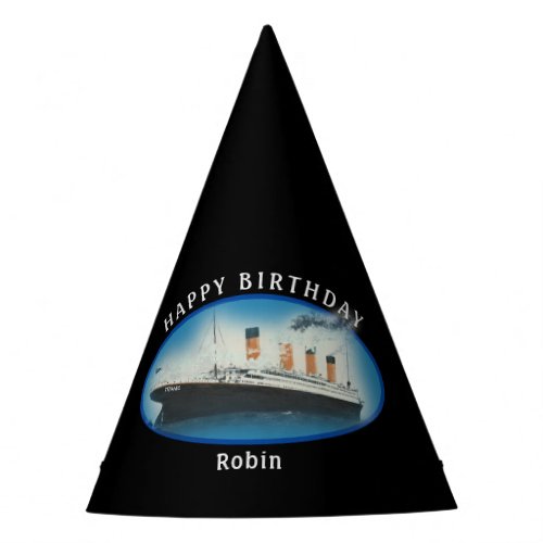Titanic Birthday Black RMS White Star Line Ship Party Hat