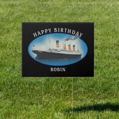 Titanic Birthday Black RMS White Star Line Ship Sign