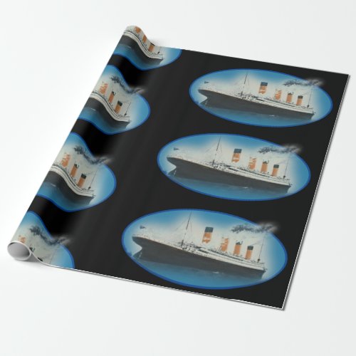 Titanic Birthday Black RMS White Star Line Ship  Wrapping Paper