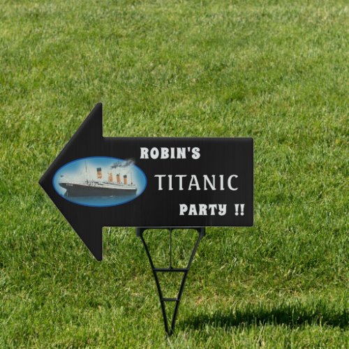 Titanic Birthday Black Ship Directional Sign