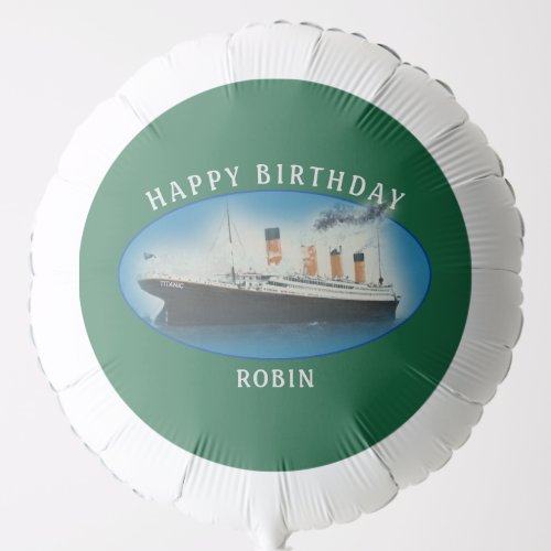 Titanic Birthday Green RMS White Star Line Ship Balloon