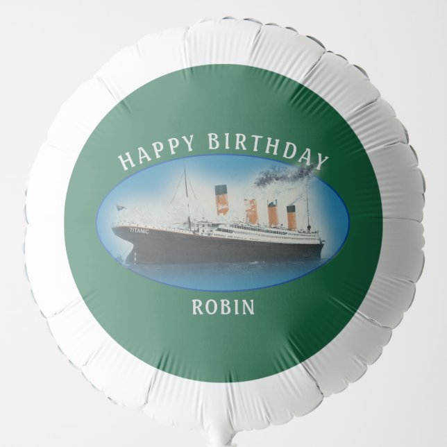 Titanic Birthday Green RMS White Star Line Ship Balloon (Front)