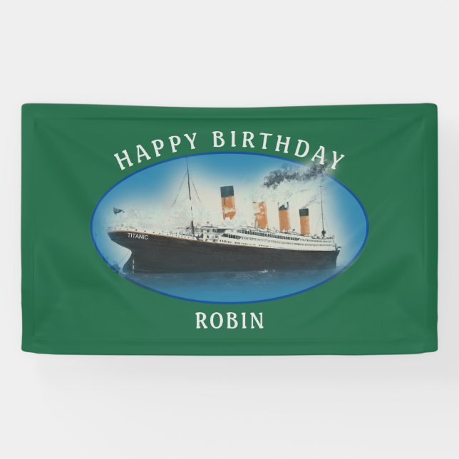 Titanic Birthday Green RMS White Star Line Ship Banner (Horizontal)