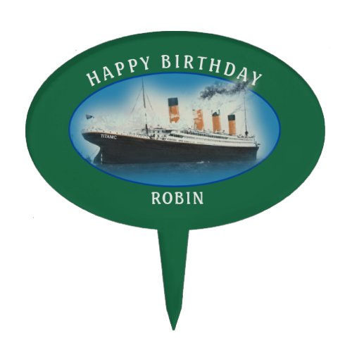 Titanic Birthday Green  RMS White Star Line Ship Cake Topper