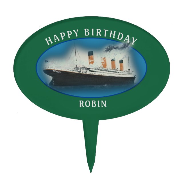 Titanic Birthday Green  RMS White Star Line Ship Cake Topper (Front)