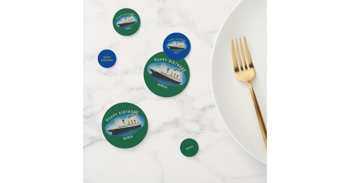 Titanic Birthday Green RMS White Star Line Ship Confetti | Zazzle
