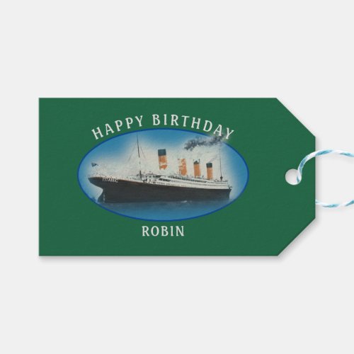 Titanic Birthday Green RMS White Star Line Ship Gift Tags