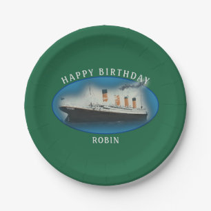 Titanic Birthday Green RMS White Star Line Ship Paper Plates