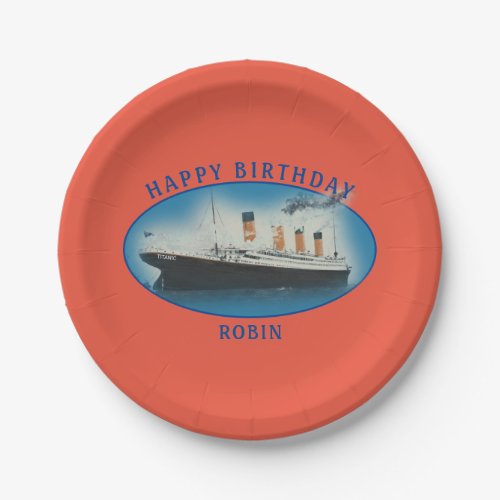 Titanic Birthday Orange RMS White Star Line Ship Paper Plates
