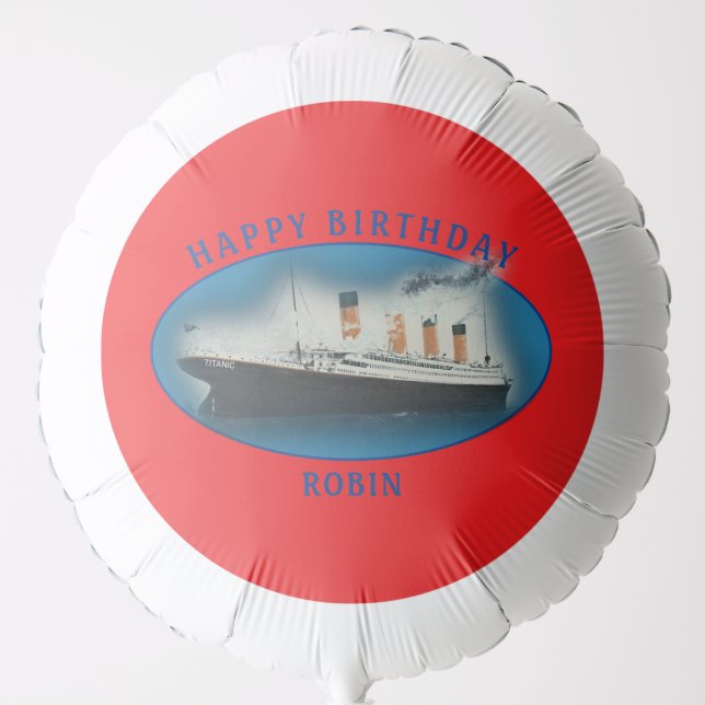 Titanic Birthday Red RMS White Star Line Ship Balloon (Front)