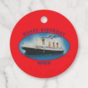 Titanic Birthday Red RMS White Star Line Ship Favor Tags