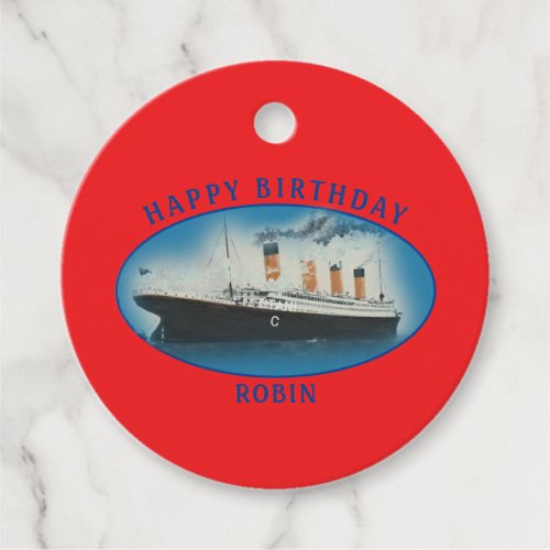 Titanic Birthday Red RMS White Star Line Ship Favor Tags