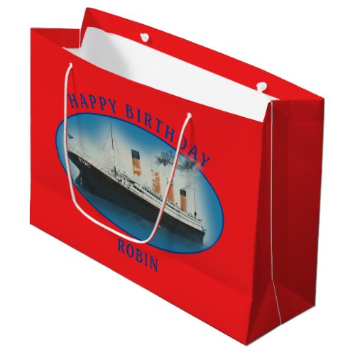 Titanic Birthday Red RMS White Star Line Ship  Large Gift Bag