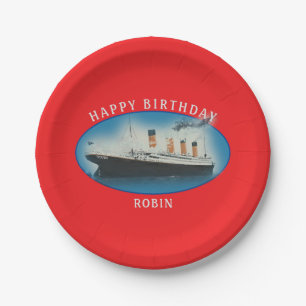Titanic Birthday Red RMS White Star Line Ship Paper Plates