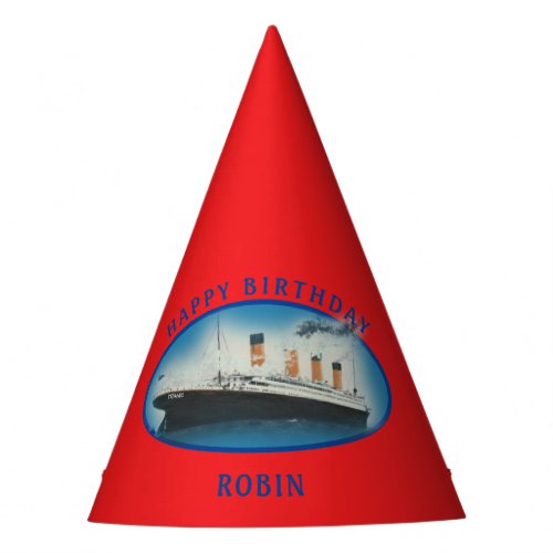 Titanic Birthday Red RMS White Star Line Ship  Party Hat