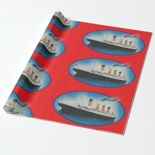 Titanic Birthday Red RMS White Star Line Ship  Wrapping Paper