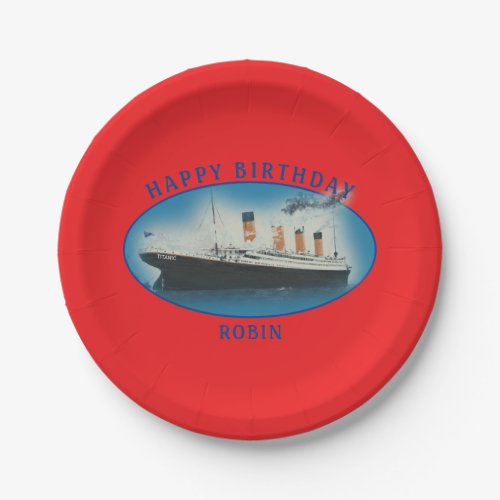 Titanic Birthday Red RMS White Star Ship Paper Plates