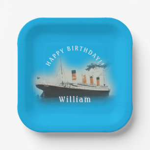 Titanic Birthday Square Ship Paper Plates