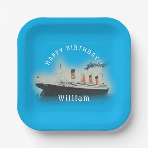 Titanic Birthday Square Ship  Paper Plates