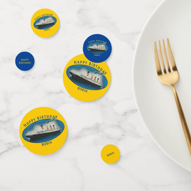 Titanic Birthday Yellow RMS White Star Line Ship   Confetti (Group)