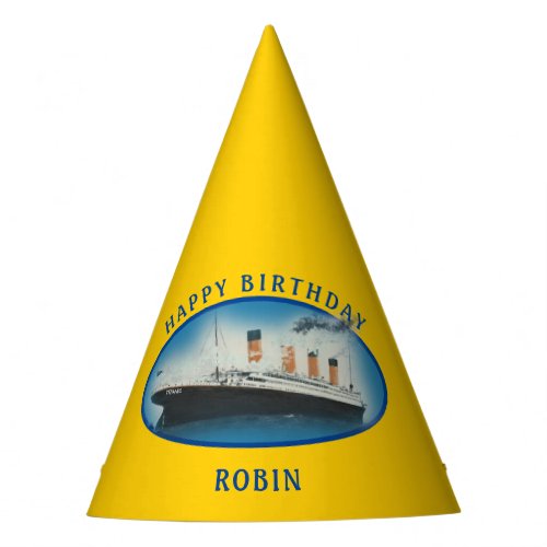 Titanic Birthday Yellow RMS White Star Line Ship Party Hat