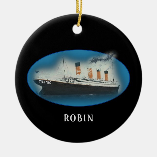 Titanic Black Christmas Ceramic Ornament (Front)