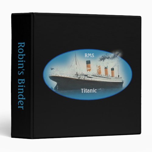 Titanic Black Maritime White Star Line Ship 3 Ring Binder